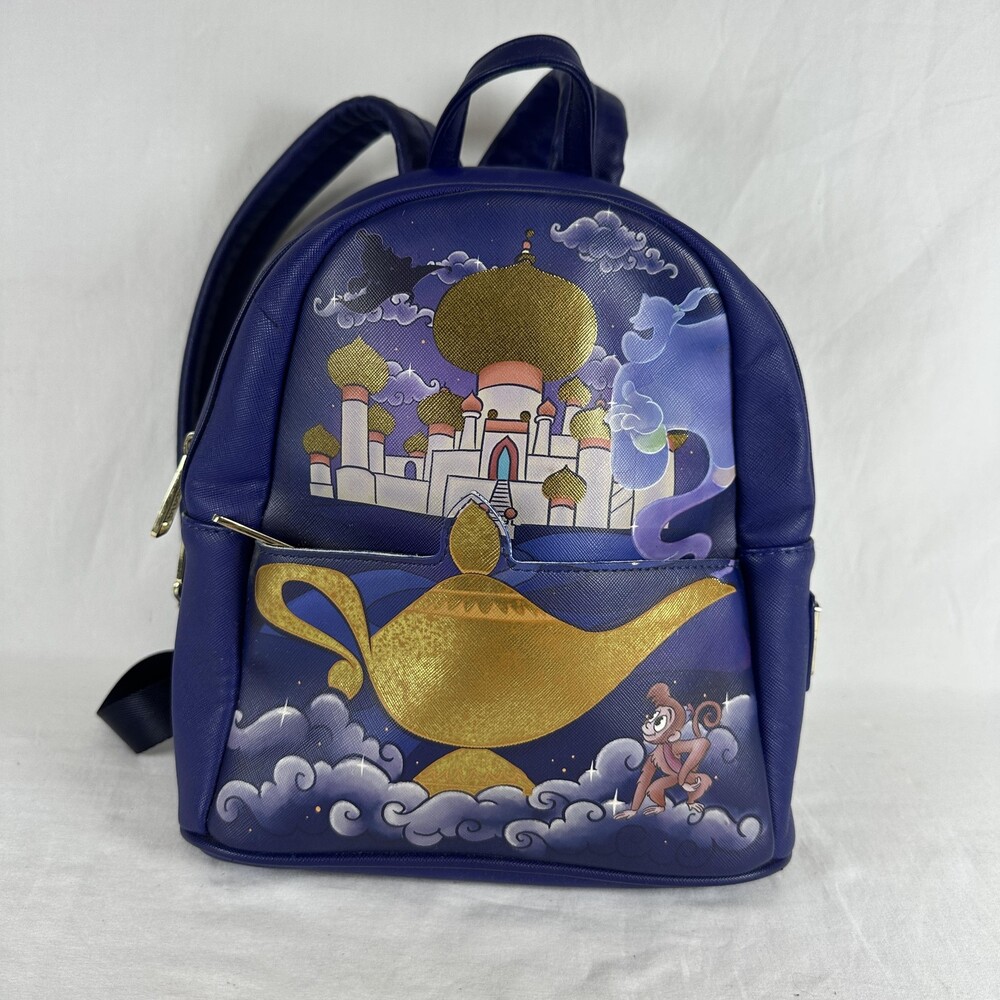 Loungefly Disney Aladdin Princess Jasmine Rajah Abu Backpack Womens Mini Blue